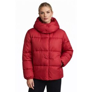 NVLT Red Hooded Puffer‎ Jacket Winter Warm Down Alternative Full Zip Womens L